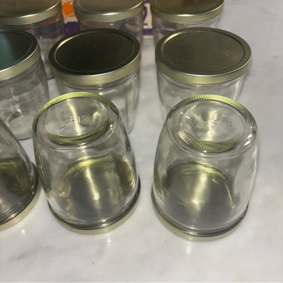 Vintage case of 12 Dominion glass 7.5 oz jelly tumblers / glasses with lids - Picture 6 of 13